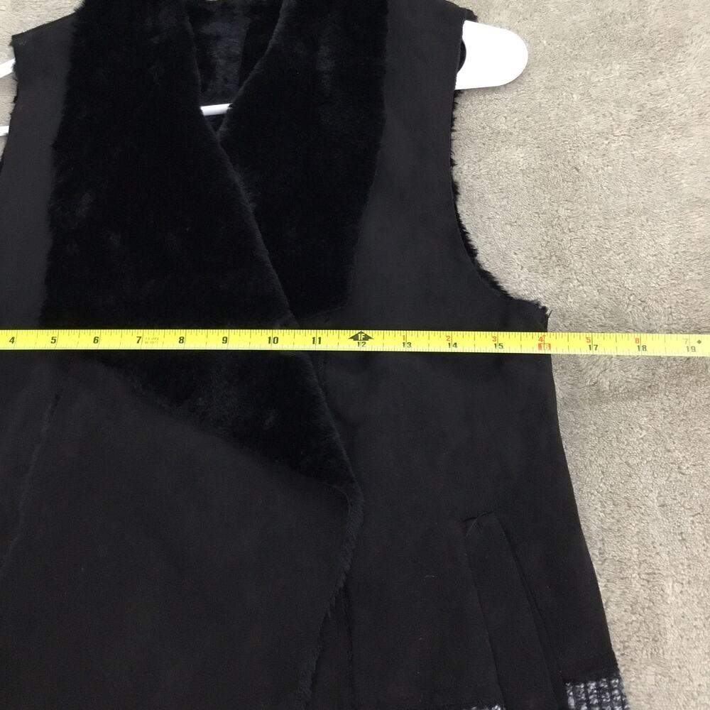 MYSTREE Black Faux Fur Vest Stylish Mid-Length Sz S - Picture 4 of 6